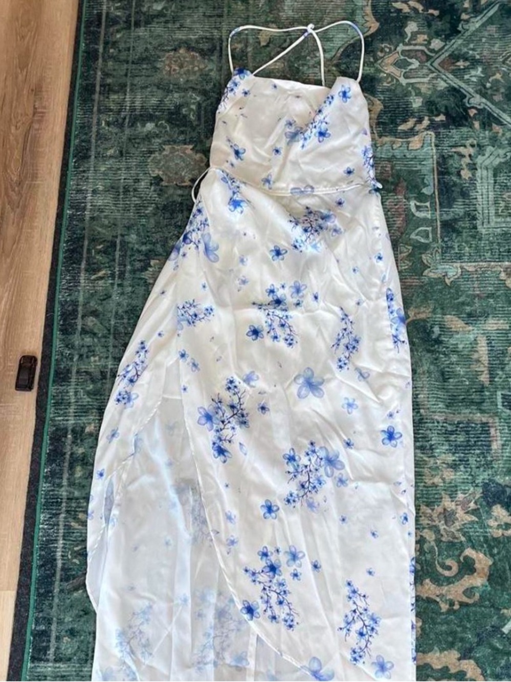 Lucy in the Sky White Maxi Dress with Blue Floral Print